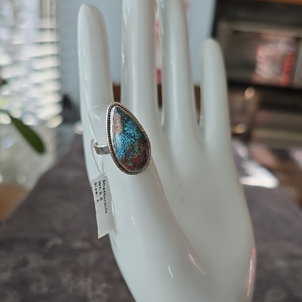 925 Sterling Silver Shattuckite Ring~Sz 6